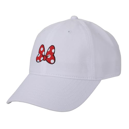 Minnie Mouse Classic Polka Dot Bow White Washed Cotton Twill Dad Cap