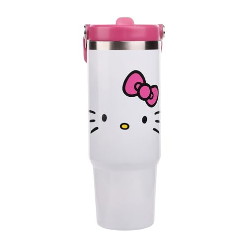 Hello Kitty Big Face 30 Oz White Stainless Steel Water Bottle