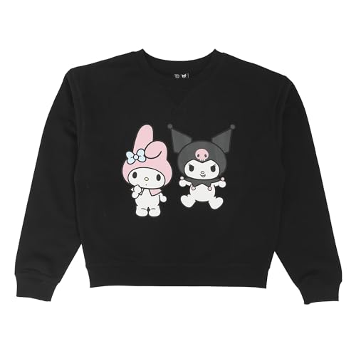 Hello Kitty & Friends Besties Women's Black Crew Neck Long Sleeve Sweatshirt