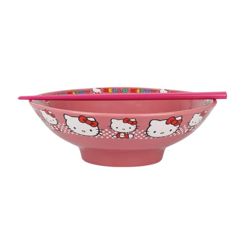 Hello Kitty Character Ceramic 30 Oz Ramen Bowl With Chopsticks