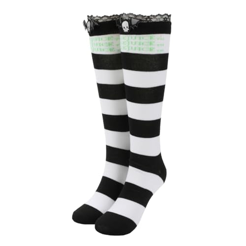 Beetlejuice Betelgeuse Women's Black & White Striped Knee High Socks
