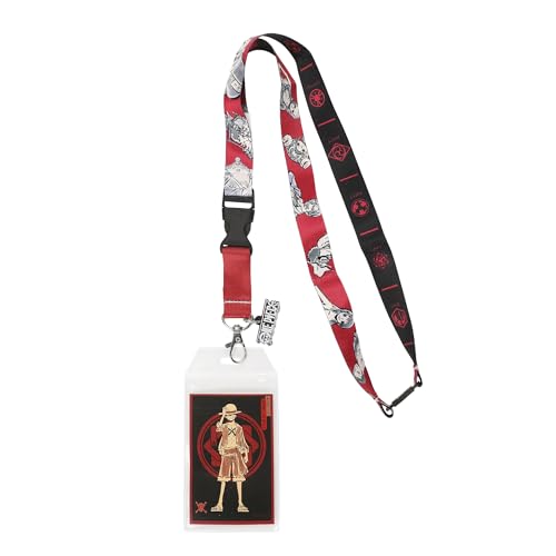 One Piece (Animated Series) Monkey D Luffy 22-inch Lanyard with Clear ID Sleeve and Rubber Charm