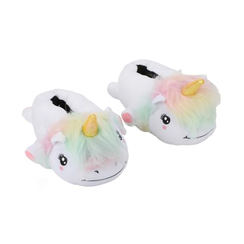 Unicorn Youth White Plush Slippers