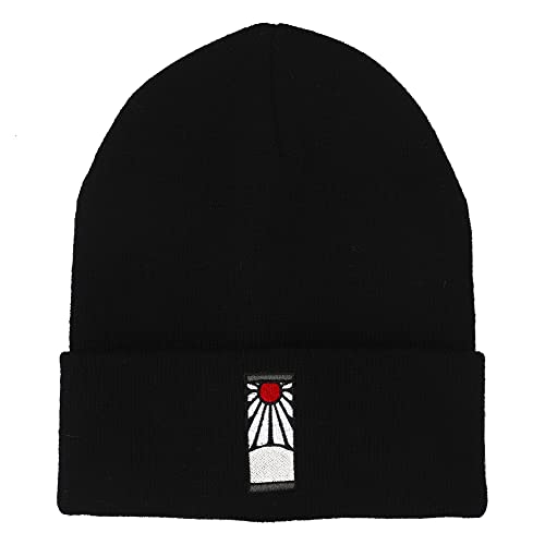 Demon Slayer Character Embroidered Plain Black Cuffed Knitted Winter beanie Hat