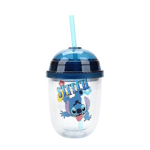 Disney Stitch With Palm Leaves 13 Oz Double Wall Plastic Cup