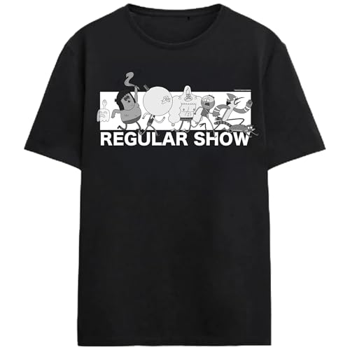 Regular Show Run Away On Black Adult Crew Neck Short Sleeve T-shirt