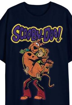Scooby Doo Oversized Character Front and Back on Men's Black Short Sleeve Tee