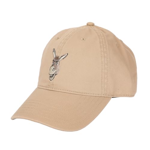 Shrek Embroidered Donkey Face Tan Unstructured Baseball Cap