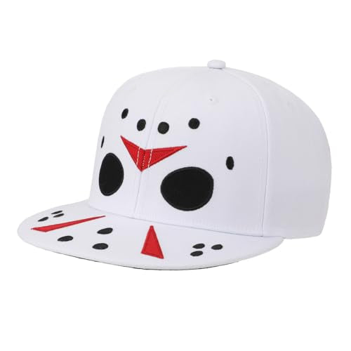 Friday The 13th Big Face Jason Mask White Snapback Hat