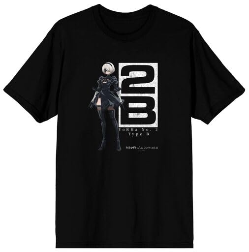 NieR Automata 2B Character Pose Adult Black Crew Neck Short Sleeve T-shirt
