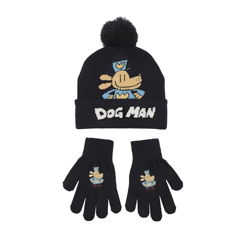 Dog Man Heroic Pose Youth 2-Piece Knit Beanie & Gloves Set