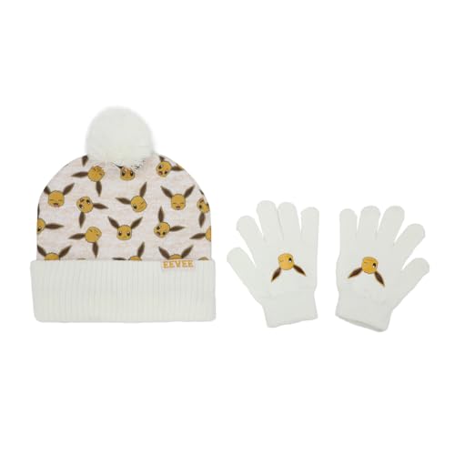 Pokemon Eevee Character Youth Cuffed Beanie and Gloves Set