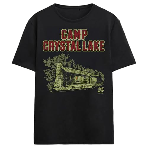 Friday The 13th Camp Crystal Lake Dark Cabin Adult Black Crew Neck Short Sleeve T-shirt