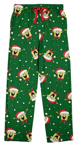 Spongebob Squarepants Santa Spongebob Men's Green Sleep Pajama Pants