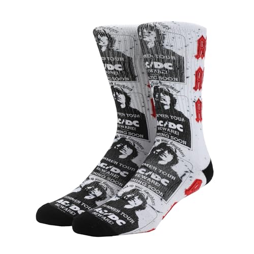ACDC Band Member Photo Art Men's White Athletic Crew Socks