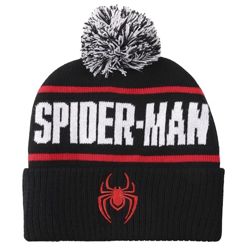 Spider-Man Logo & Name Text Black Cuff Beanie