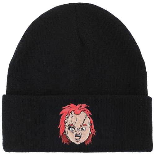 Chucky Embroidery Black Acrylic Knit Standard Cuff Beanie