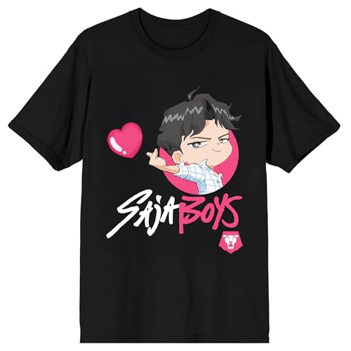 KPop Demon Hunters Saja Boys Jinu Heart on Black Short Sleeve Adult T Shirt