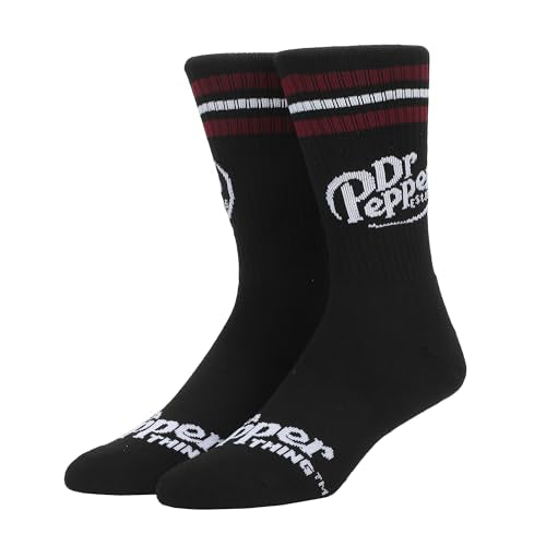 Dr Pepper Classic Logo Black Men's Athletic Crew Socks