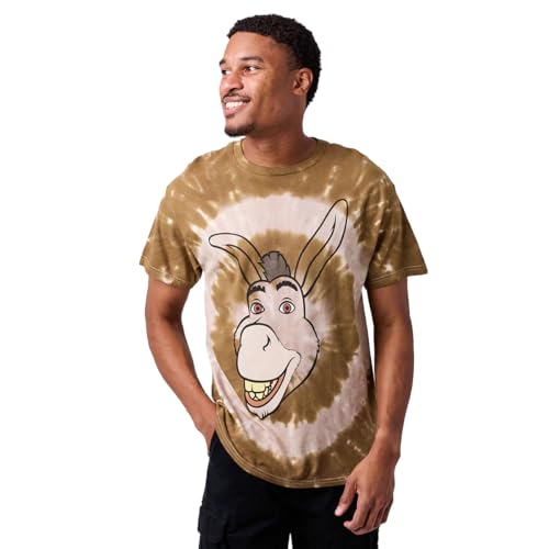 Shrek Donkey Big Face Adult Gray Spiral Tie-Dye Crew Neck Short Sleeve T-shirt