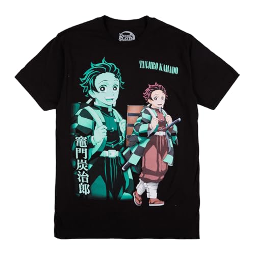 Demon Slayer Oversized Tanjiro Graphics Crew Neck Short Sleeve Men's Black T-shirt