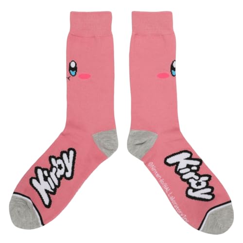 Kirby Big Face Pink Knit Casual Crew Socks