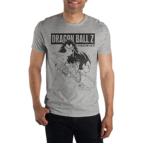 Dragon Ball Z Line Art and Logo Athletic Heather Grey Graphic Tee