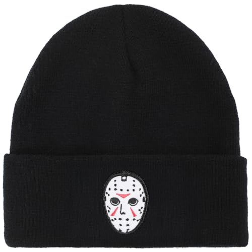 Friday The 13Th Jason Mask Embroidery On Acrylic Knit Standard Cuff Beanie