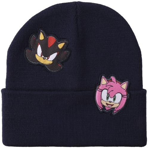 Sonic The Hedgehog Printed Character Patches Navy Cuff Beanie