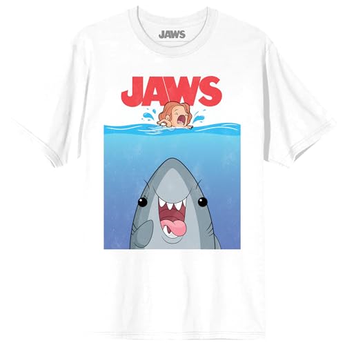 Jaws Franchise Kawaii Poster on white Adult Crew Neck Short Sleeve T-shirt