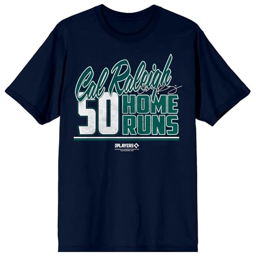 MLBPA Cal Raleigh 50 Home Runs Adult Navy Crew Neck Short Sleeve T-shirt