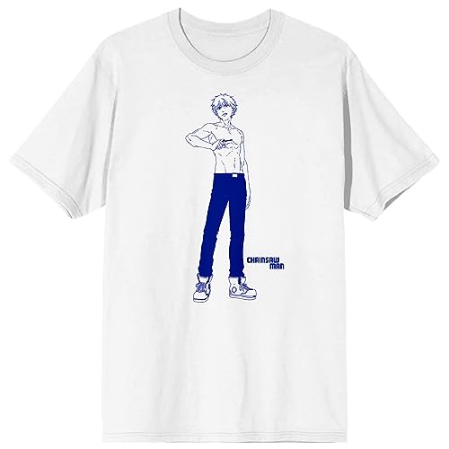 Chainsaw Man Denji Crew Neck Short Sleeve Men's White T-shirt