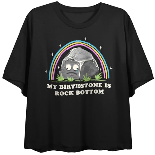 My Birthstone Is Rock Bottom Crew Neck Short Sleeve Women's Black Crop Top