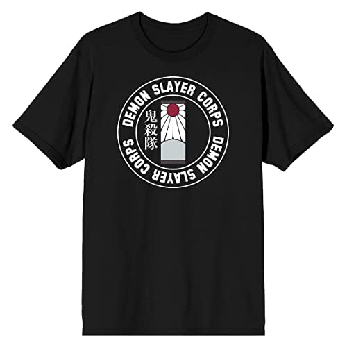 Demon Slayer Corps Logo Crew Neck Short Sleeve Men's Black Heavyweight Beefy T shirt