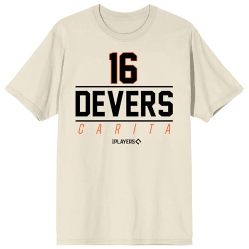 MLBPA 16 Devers Carita Adult Natural Crew Neck Short Sleeve T-shirt
