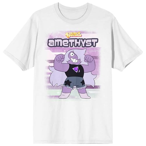 Steven Universe Amethyst Flexing Pose Adult White Short Sleeve Tee
