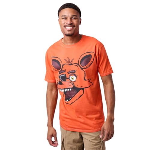 Five Nights At Freddy's Foxy Face Men's Orange Spiral Tie-Dye Crew Neck Short Sleeve T-shirt