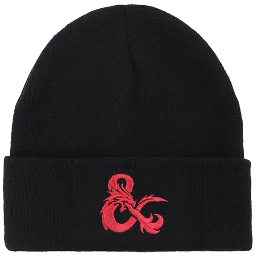 Dungeons & Dragons Ampersand Logo Embroidery Black Acrylic Knit Cuff Beanie