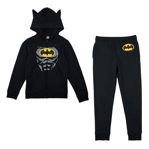 Batman Suit Boy's 2-Pack Cosplay Zip Front Hoodie & Joggers Set
