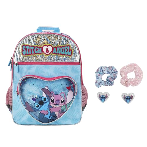 Disney's Stitch and Angel 5-Piece 16" Backpack & Hair Care Value Set