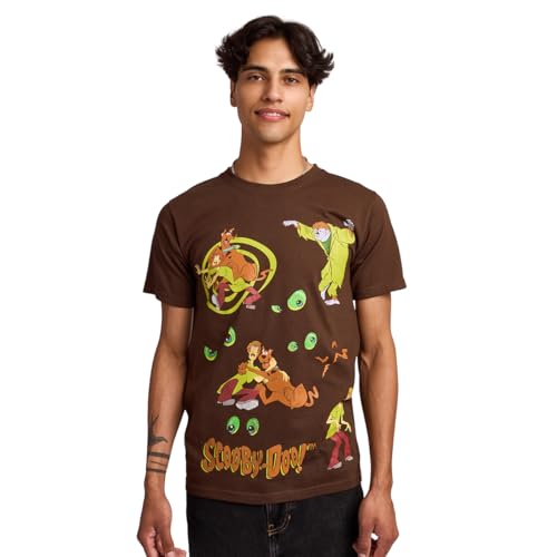 Scooby Doo Scooby Shaggy & Monsters Front & Back Art Men's Black Crew Neck Short Sleeve T-shirt