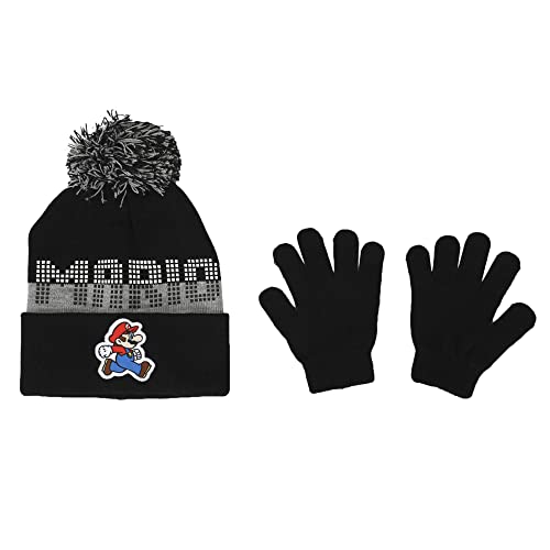 Super Mario Bros Mario Youth Beanie & Glove Set for Kids