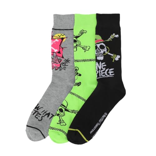 One Piece Straw Hat Pirate Icons Adult 3-Pair Casual Crew Socks