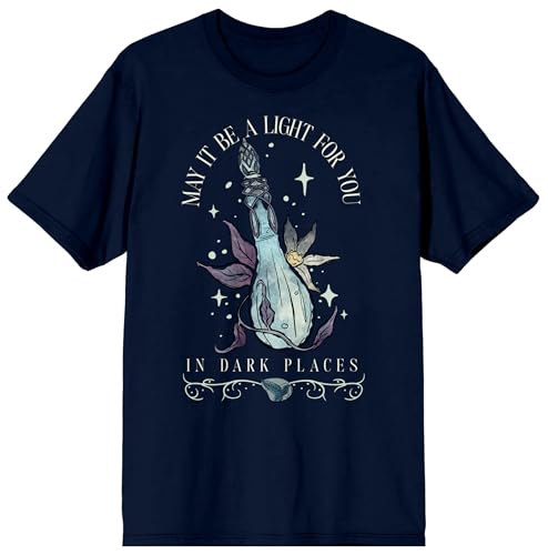 Lord Of The Rings May It Be A Light For You In Dark Places Adult Navy Crew Neck Short Sleeve T-shirt