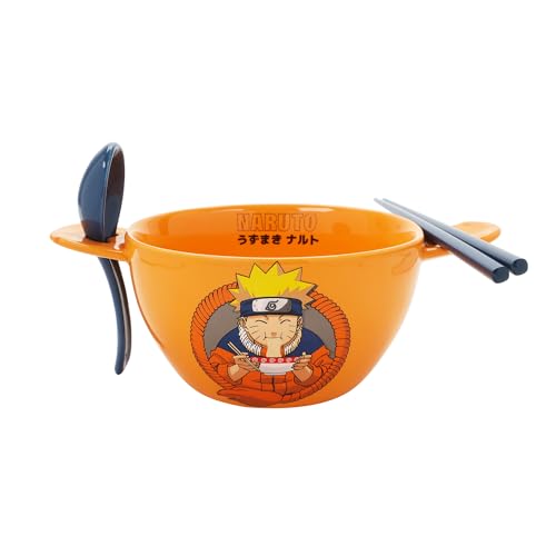 Naruto Sealing Symbol 20 Oz Orange Ramen Bowl With Spoon & Chopsticks