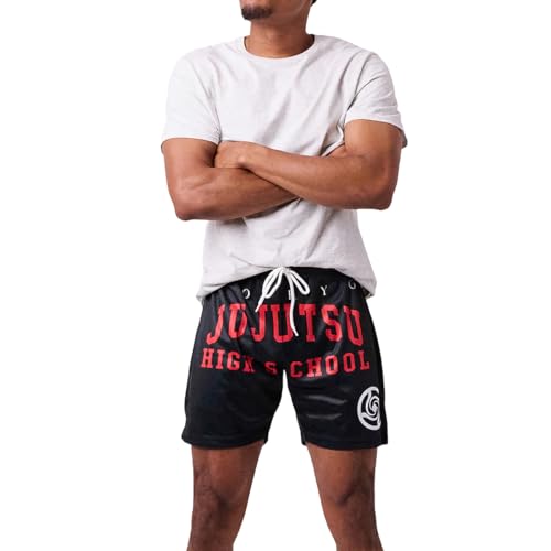 Jujutsu Kaisen High School Men's Black Active Mesh Shorts
