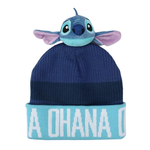 Disney Stitch Ohana Cuff Beanie With Plush Character Pom