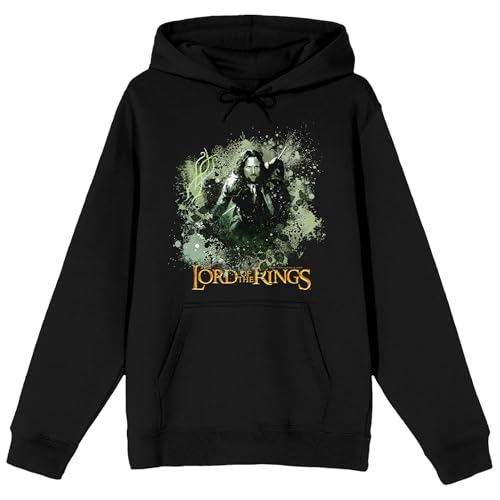 Lord Of The Rings Aragorn Ink Splash Forest Adult Black Long Sleeve Hooded Sweatshirt