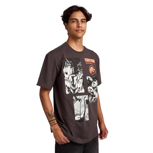 Jurassic Park 1993 Men's Gray Double-Sided Short Sleeve Tee