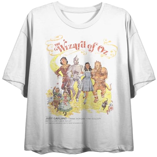 The Wizard of Oz Vintage-Inspired Character Art Women's White Crop Tee